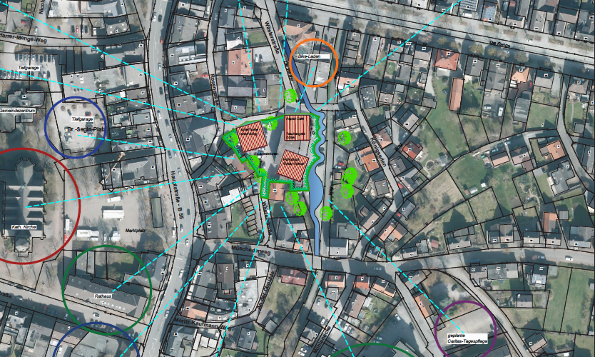 Karte mit Plänen für das Wohnviertel